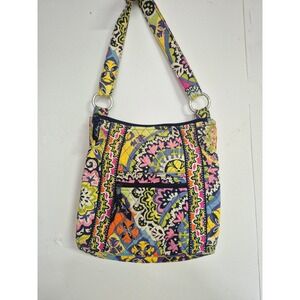 Vera Bradley Quilted Shoulder Bag Colorful Paisley Print Zip Top Multi Pocket